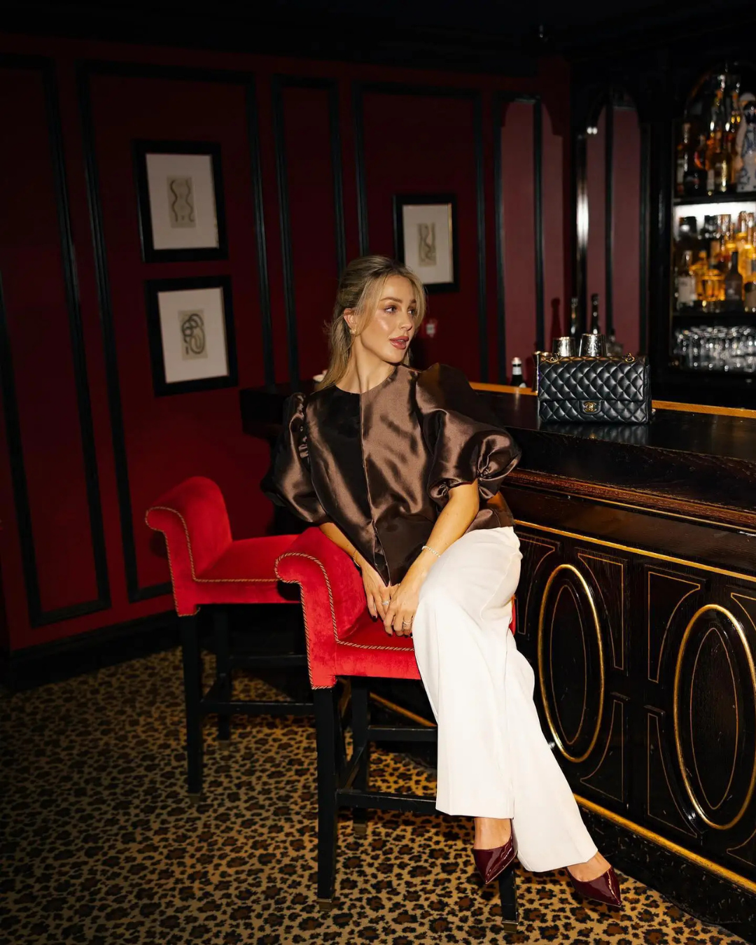 Diana Tricot Satin Pouf Sleeve Blouse