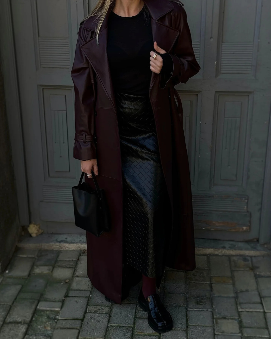 Trench Burgundy Diana Tricot in finta pelle