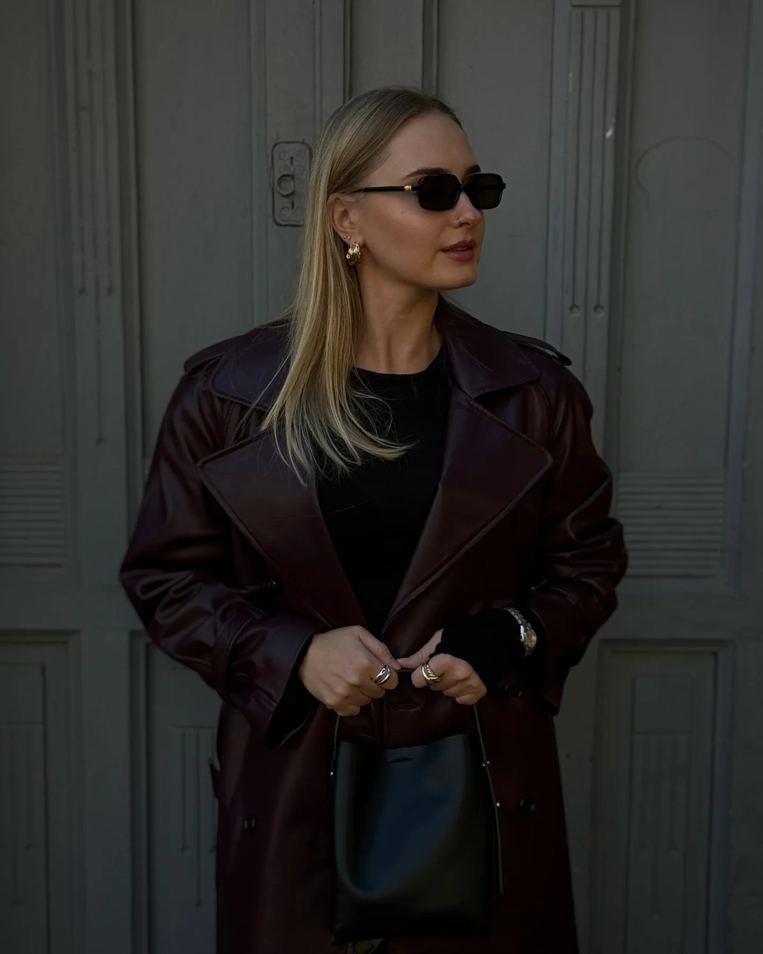 Trench Burgundy Diana Tricot in finta pelle