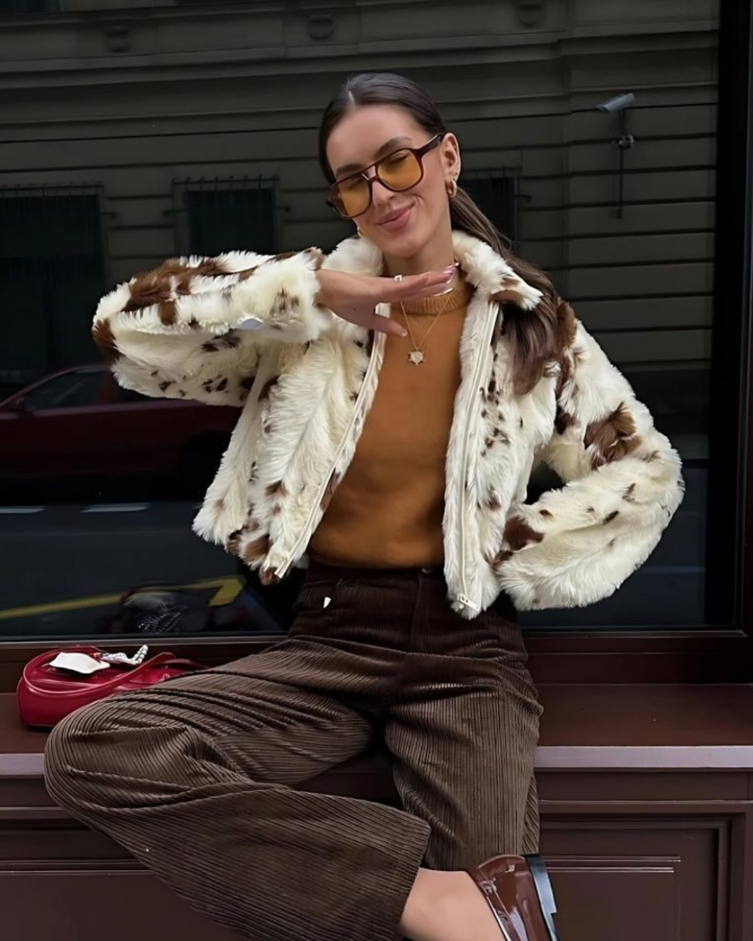 Ferryhill Cowhide Faux Fur Jacket