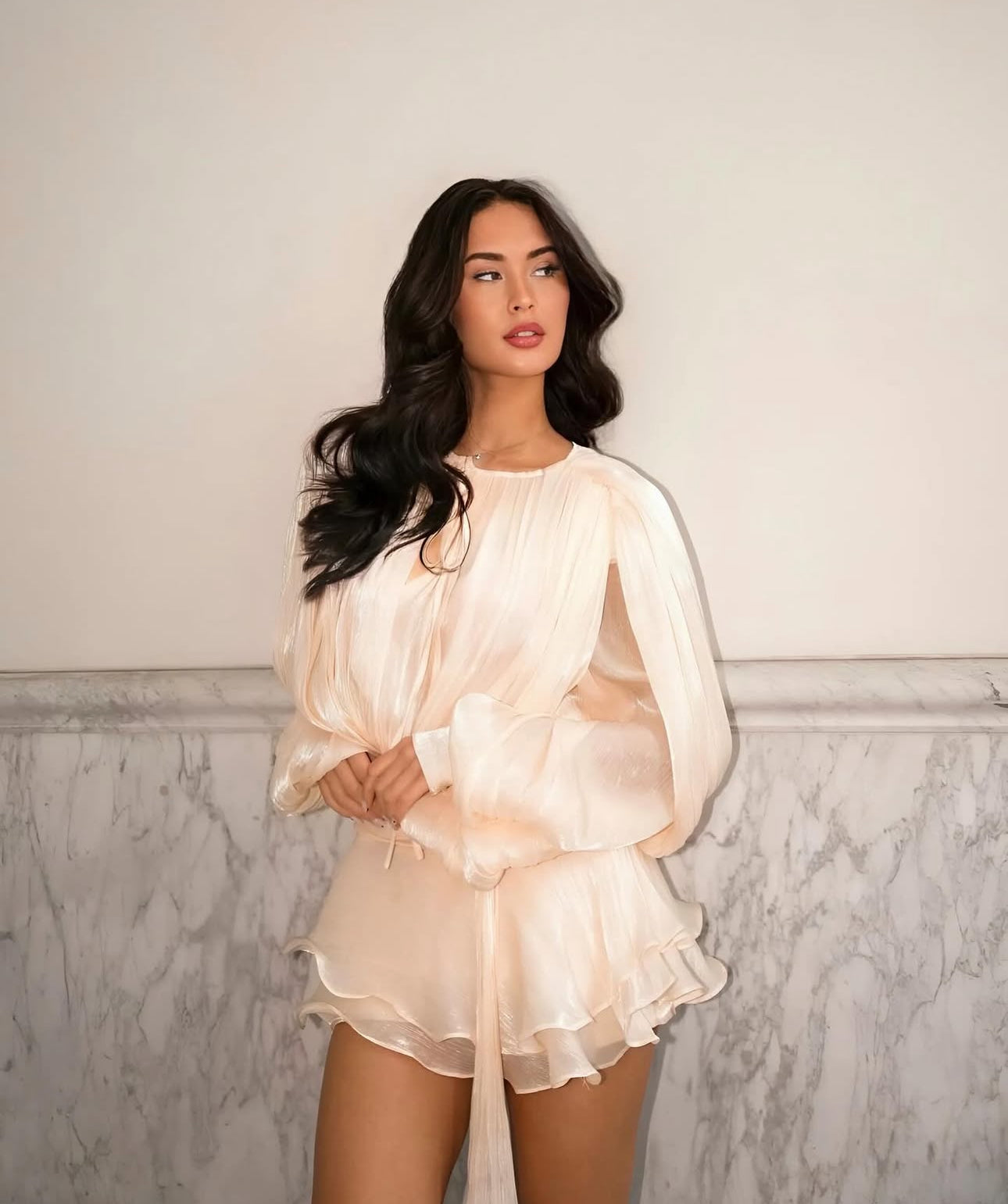 Rosella Pleated Ruffled Mini Dress