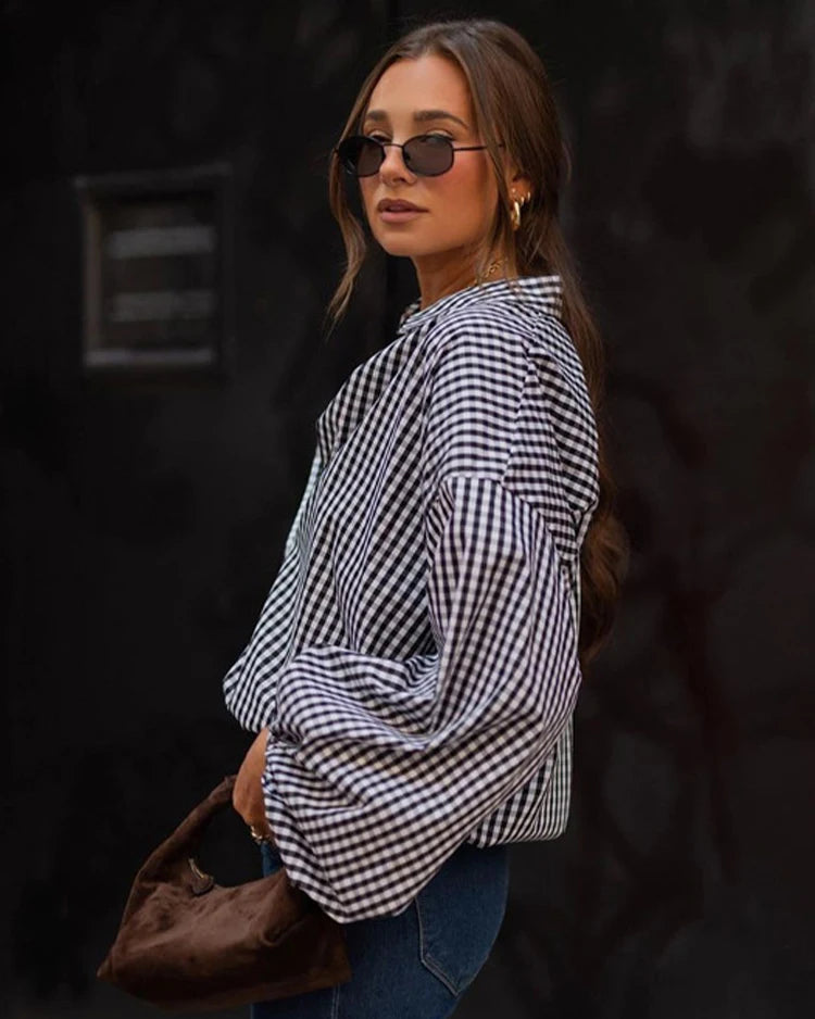 Vintage Century Plaid Puffer Sleeve Shirt