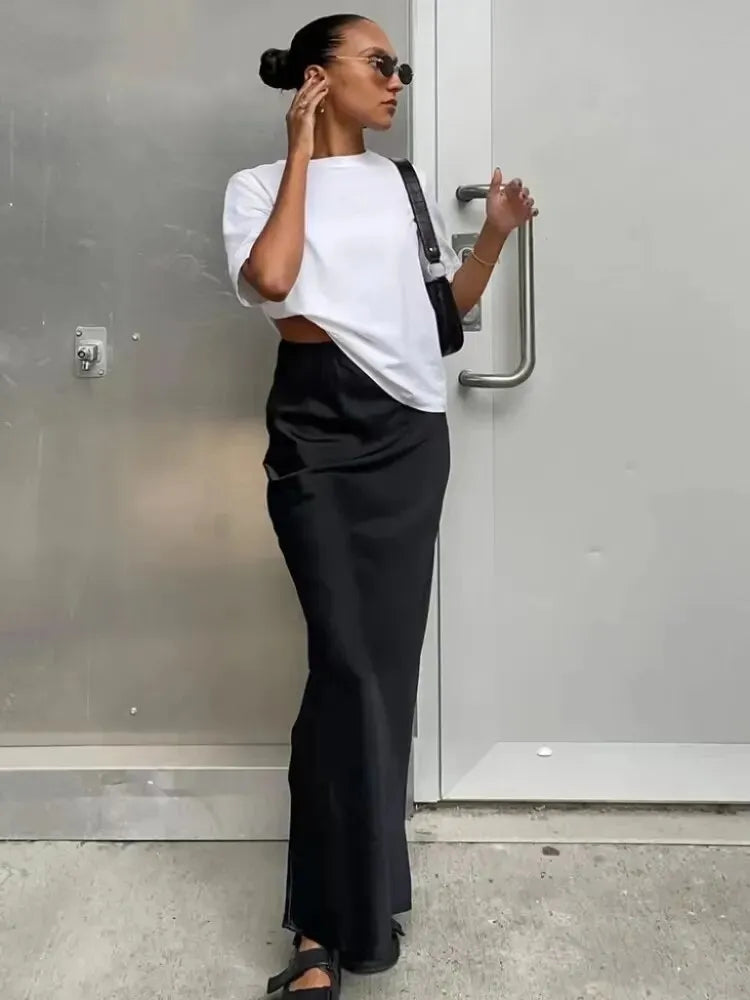 Diana Tricot Satin Maxi Skirt