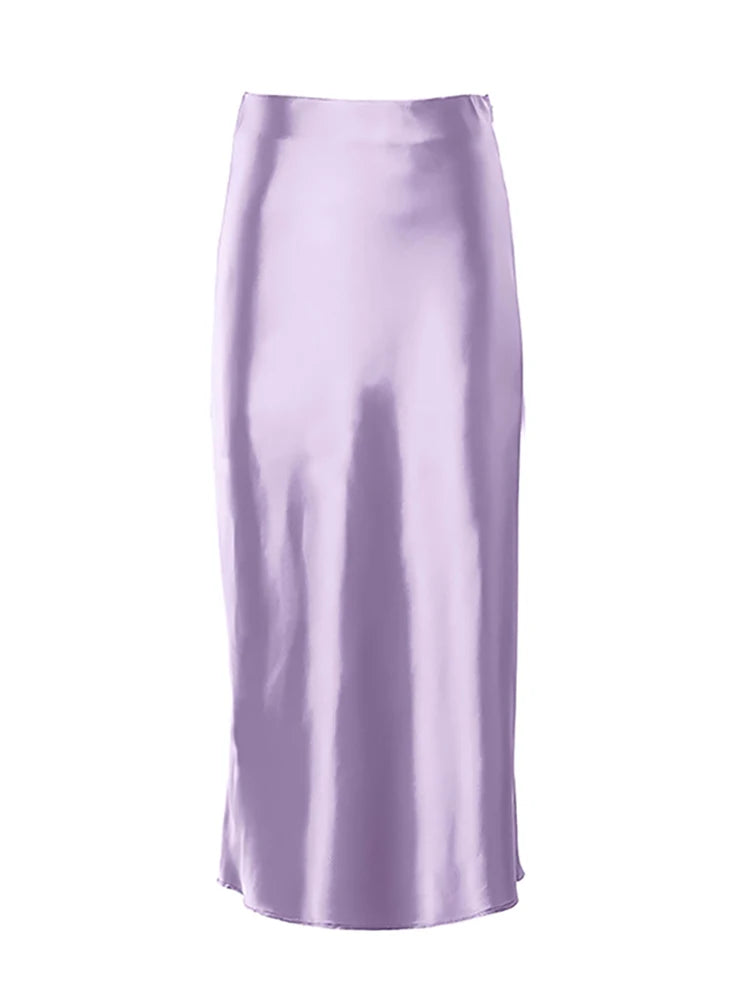Diana Tricot Satin Midi Skirt