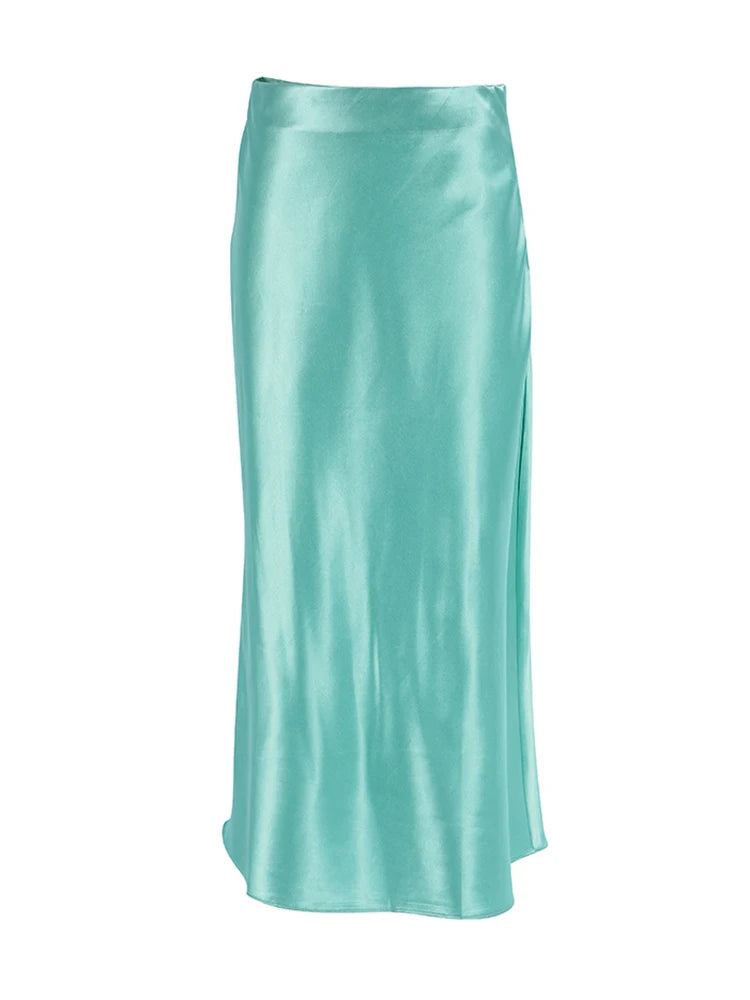 Diana Tricot Satin Midi Skirt