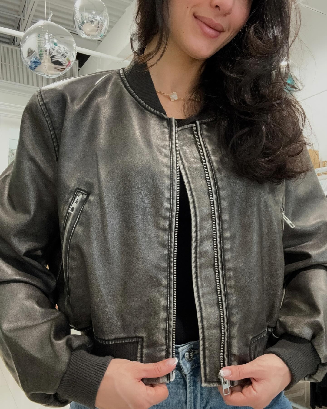 Giacca da bomber in pelle Moreno