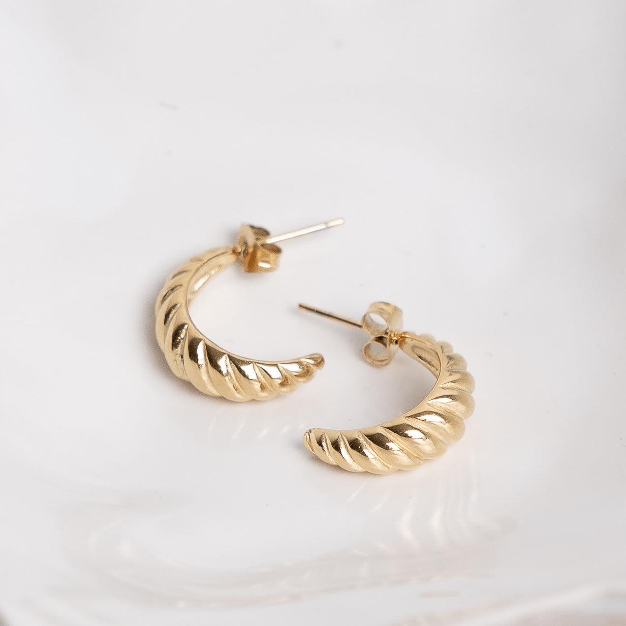 Petite Croissant Earrings - Gold