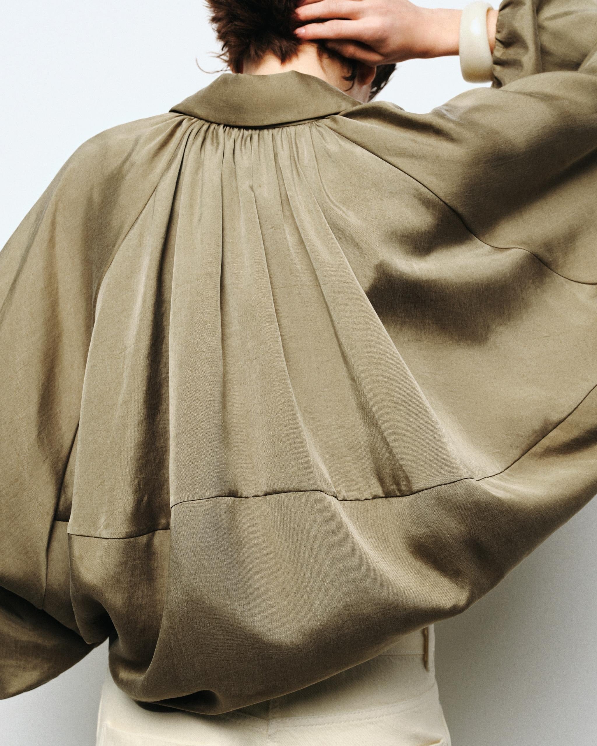 Maven Satin Pleated Bomber