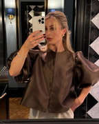 Camicetta di maniche di satina di satina di Diana Tricot