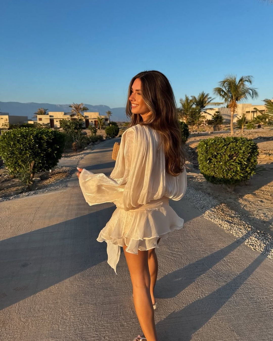 Rosella Pleated Ruffled Mini Dress