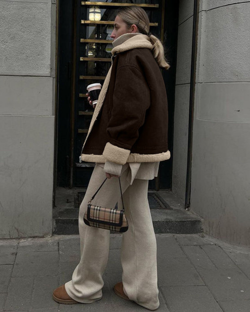 Giacca in pelle scamosciata e shearling di Banbury