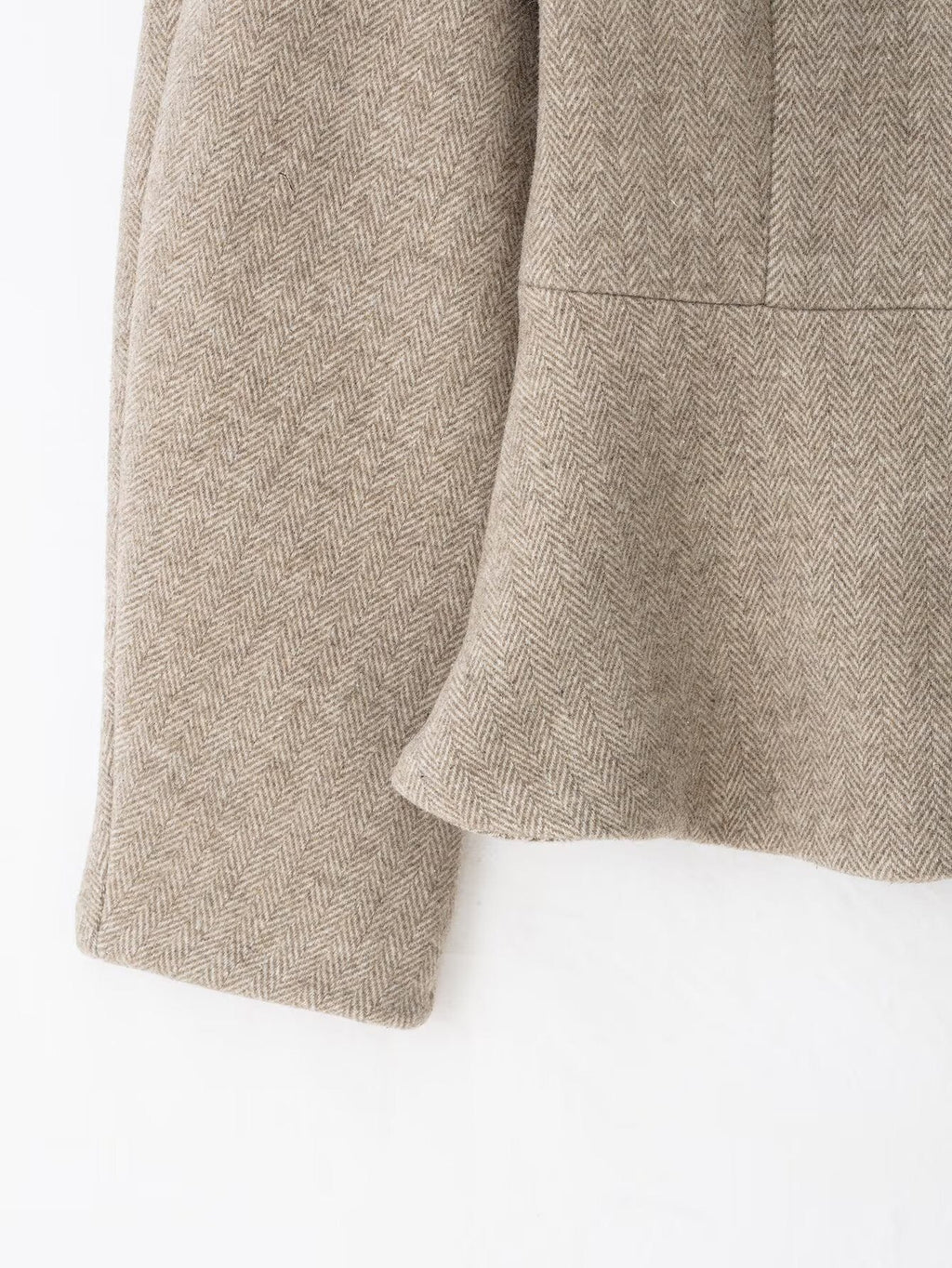 Béatrice Herringbone Shawl-Collar Peplum Jacket