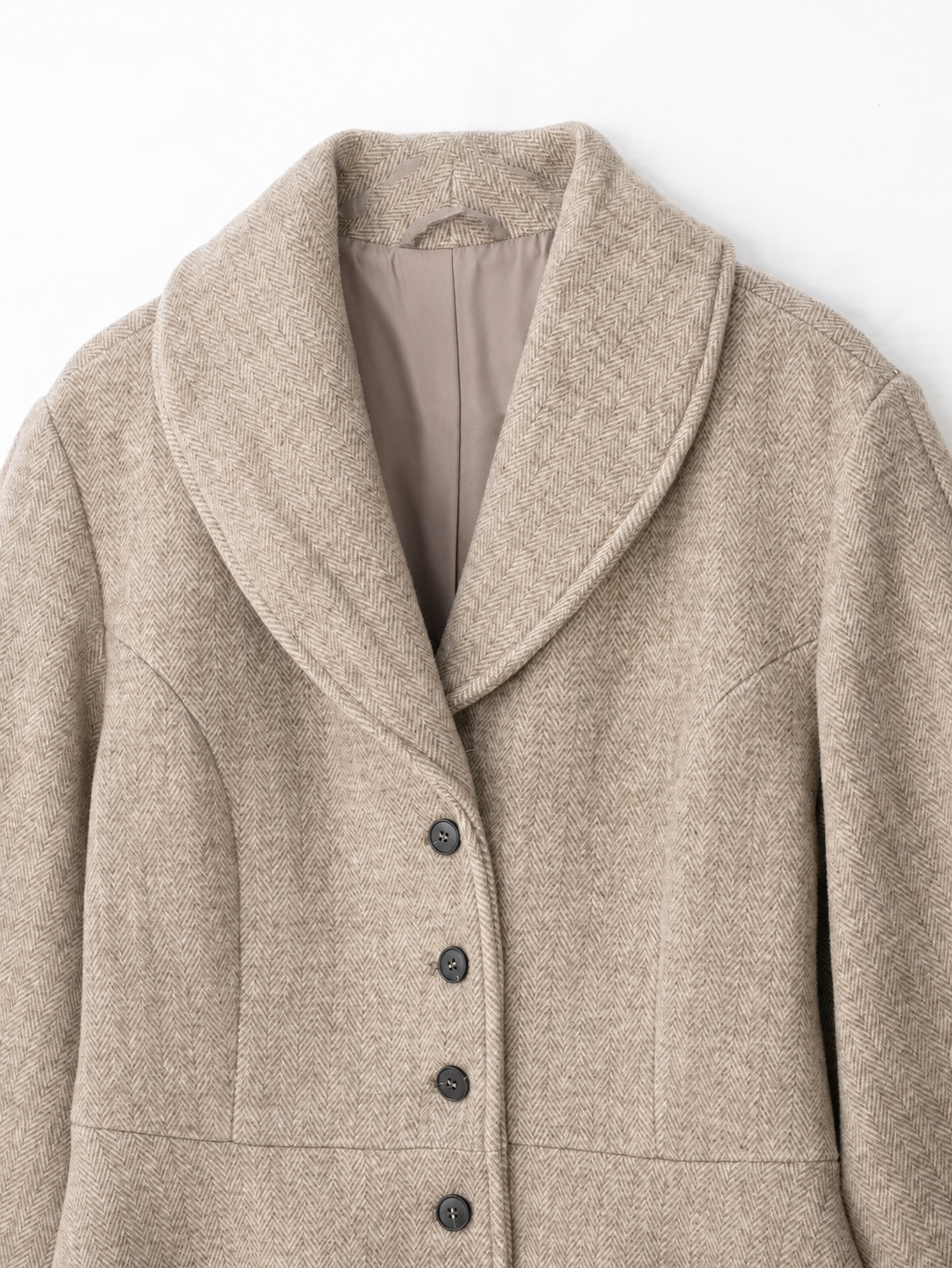 Béatrice Herringbone Shawl-Collar Peplum Jacket