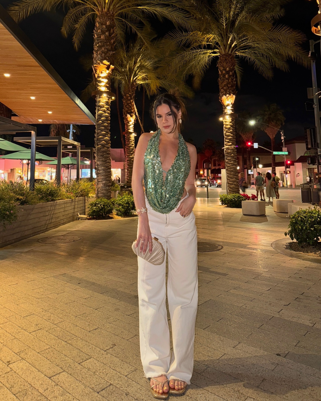 Mach & Aliza Sequin Halter Top