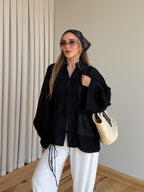 Ninon sheer kimono shirt in black