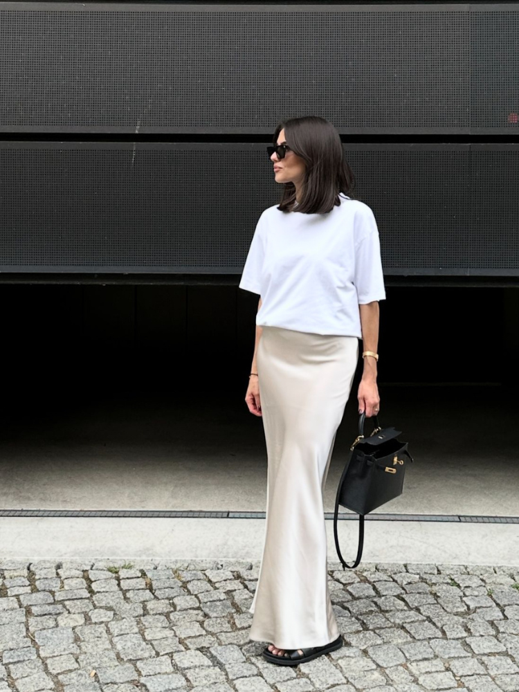 Diana Tricot Satin Maxi Skirt