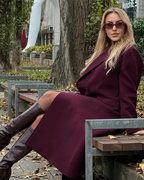 Diana Tricot Double Breasted Coat in Burgundy