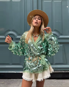 Mach & Aliza Sequin Kimono Top