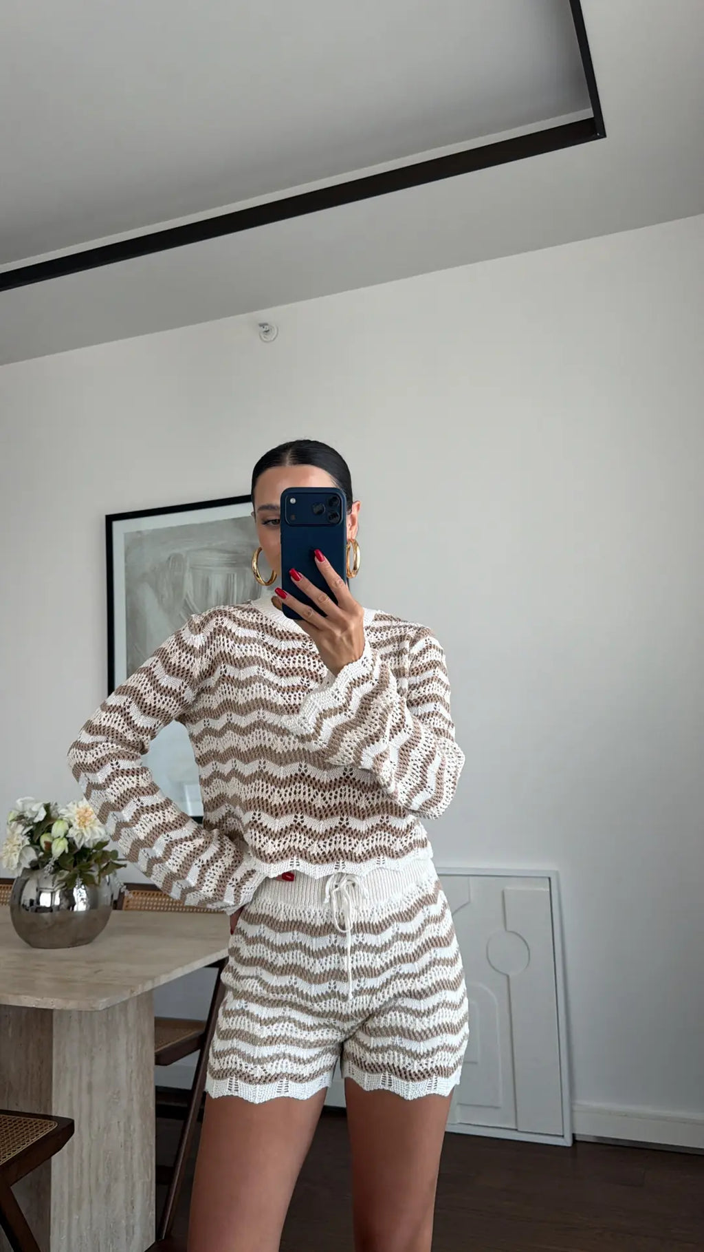 Kendall Crochet Knit Set – Brown