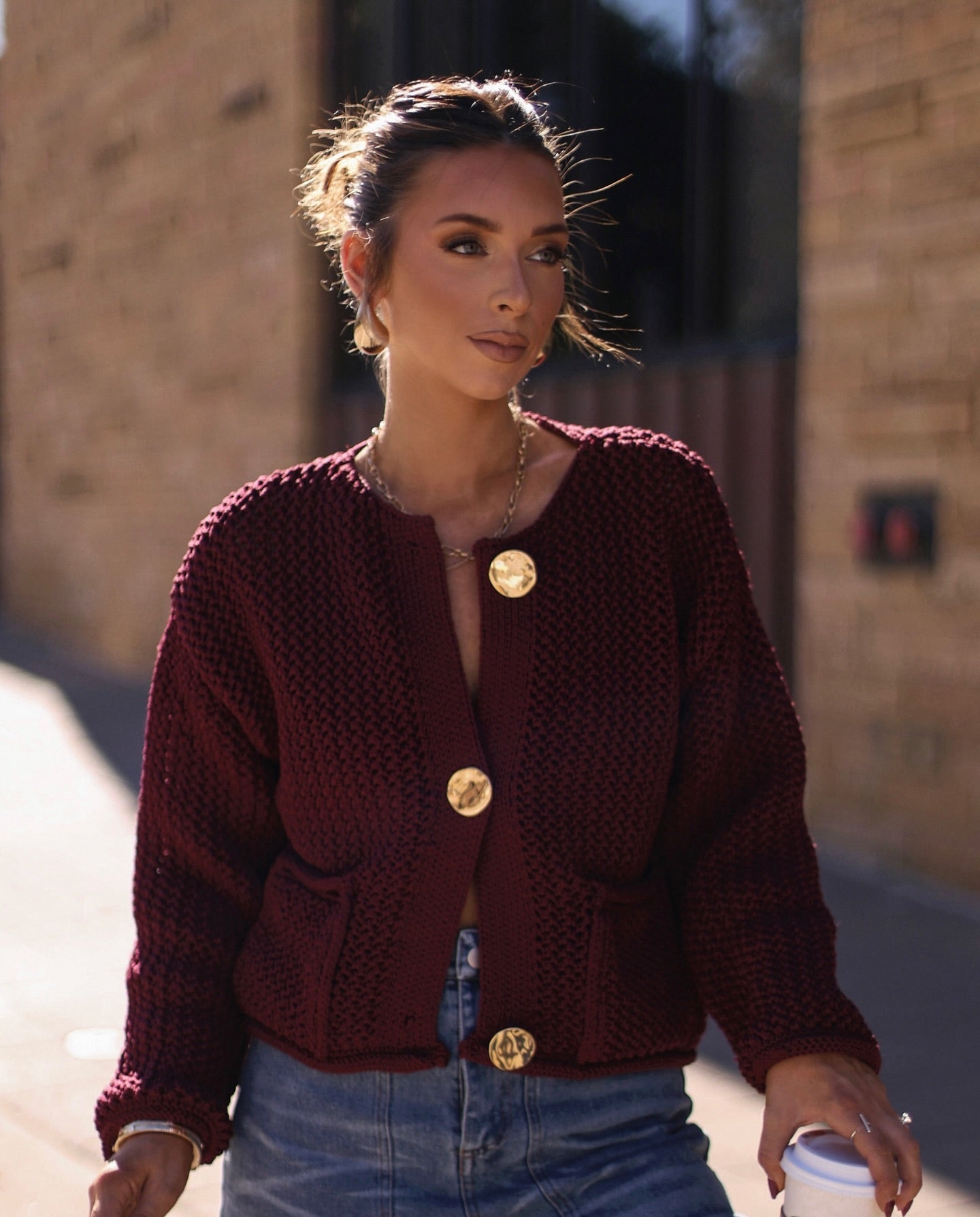 Diana Tricot Burgundy Knit Cardigan