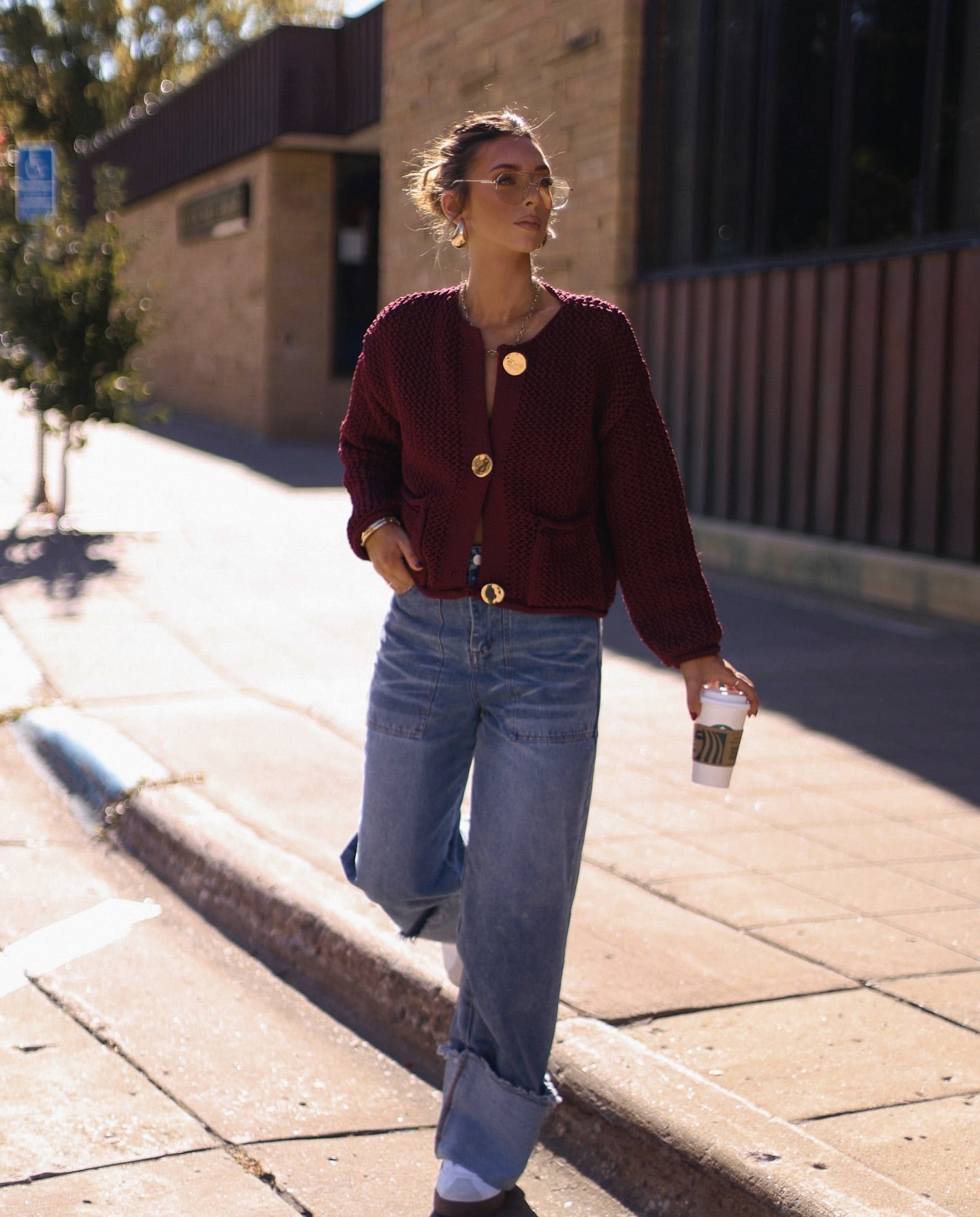 Diana Tricot Burgundy Knit Cardigan