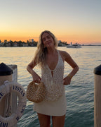 Mach & Aliza Sequin Halter Top