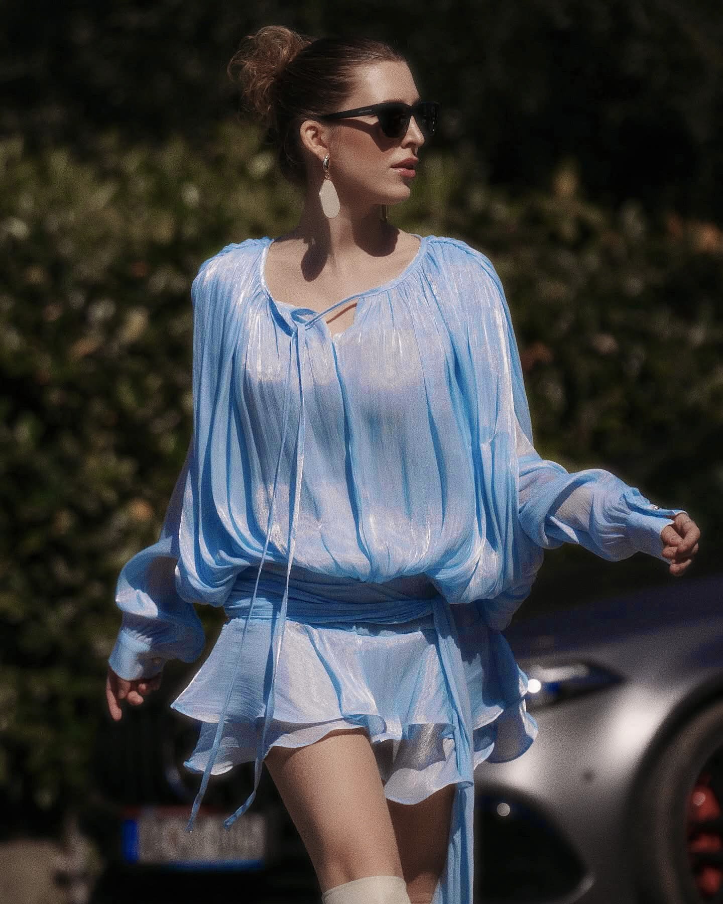 Rosella Pleated Ruffled Mini Dress