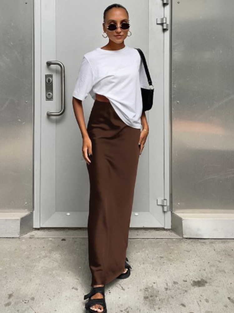 Diana Tricot Satin Maxi Skirt