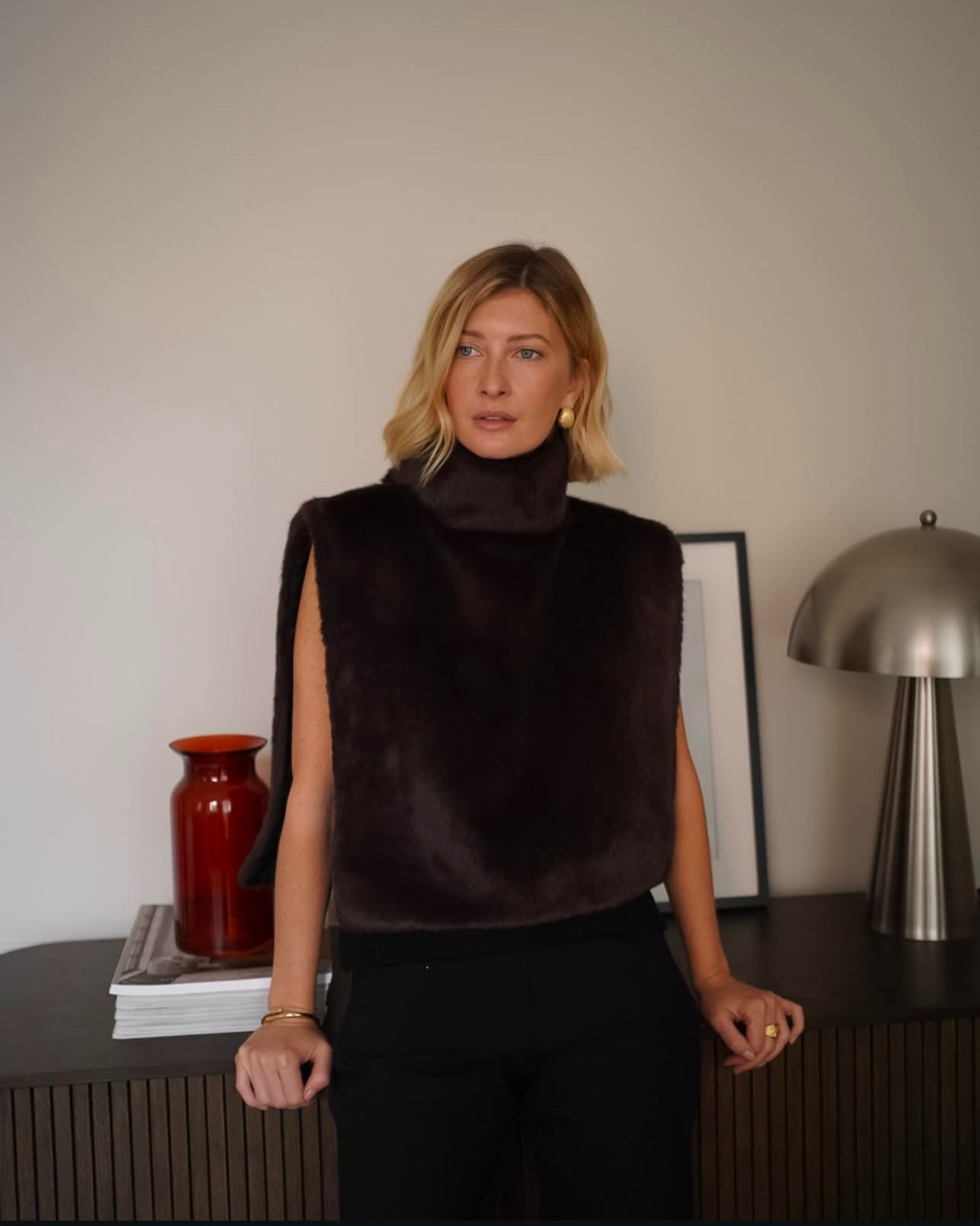 Ferryhill Faux Fur Turtleneck Vest