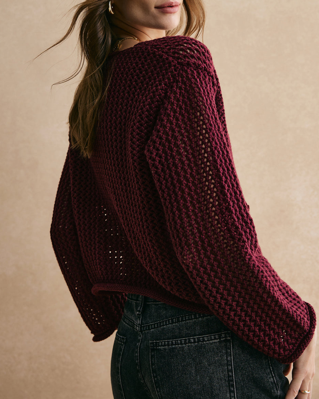 Diana Tricot Burgundy Knit Cardigan