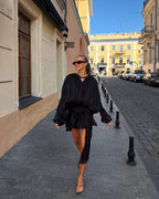 Rosella Pleated Ruffled Mini Dress