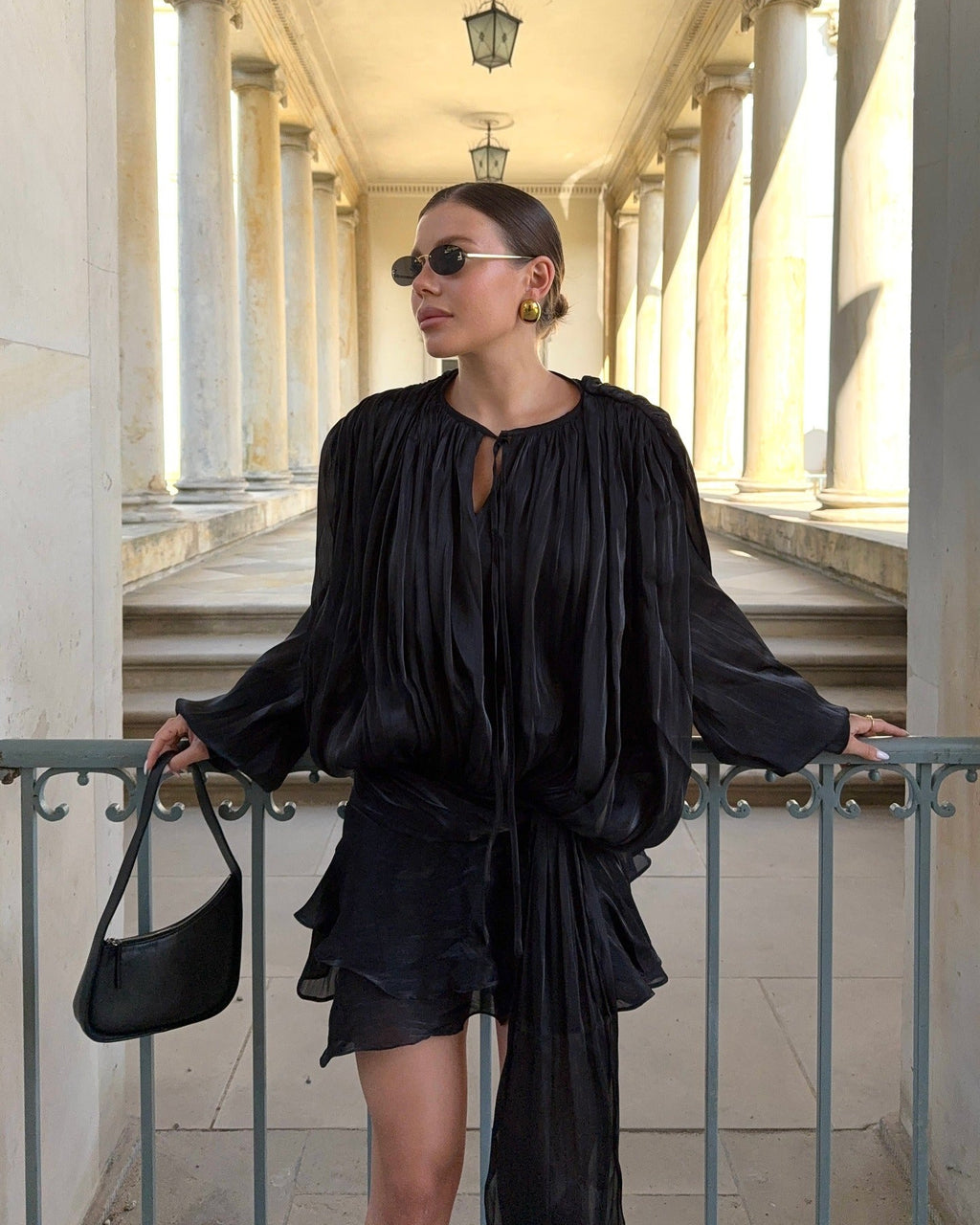 Rosella Pleated Ruffled Mini Dress