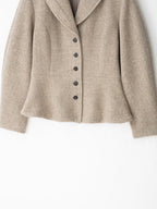 Béatrice Herringbone Shawl-Collar Peplum Jacket