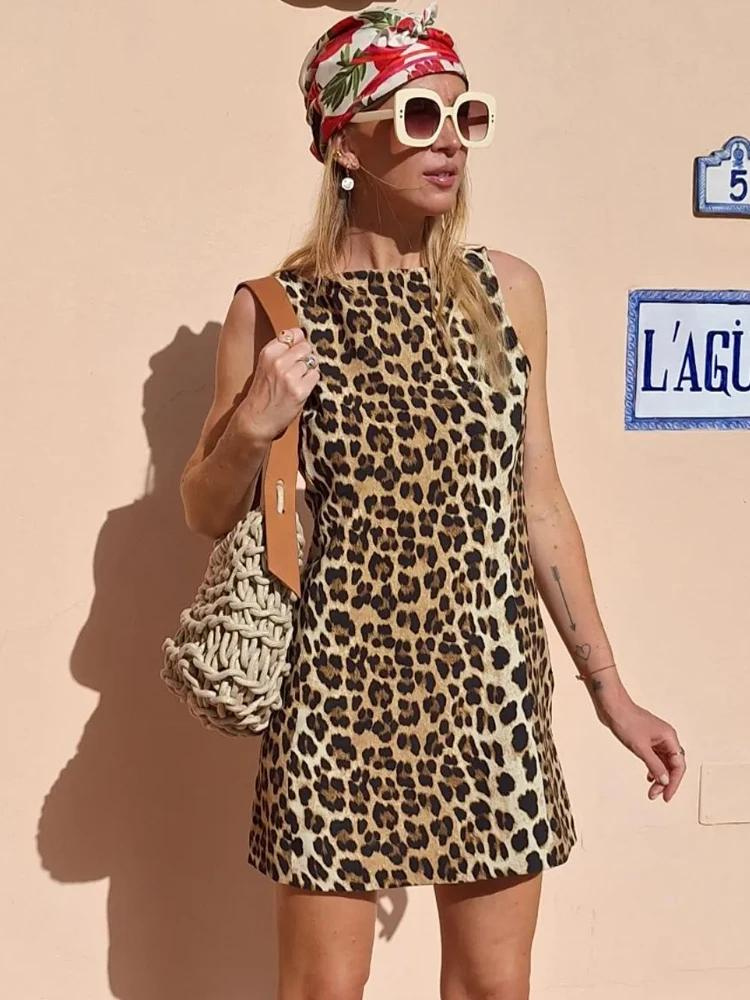 Mach & Aliza Leopard Print Mini Dress