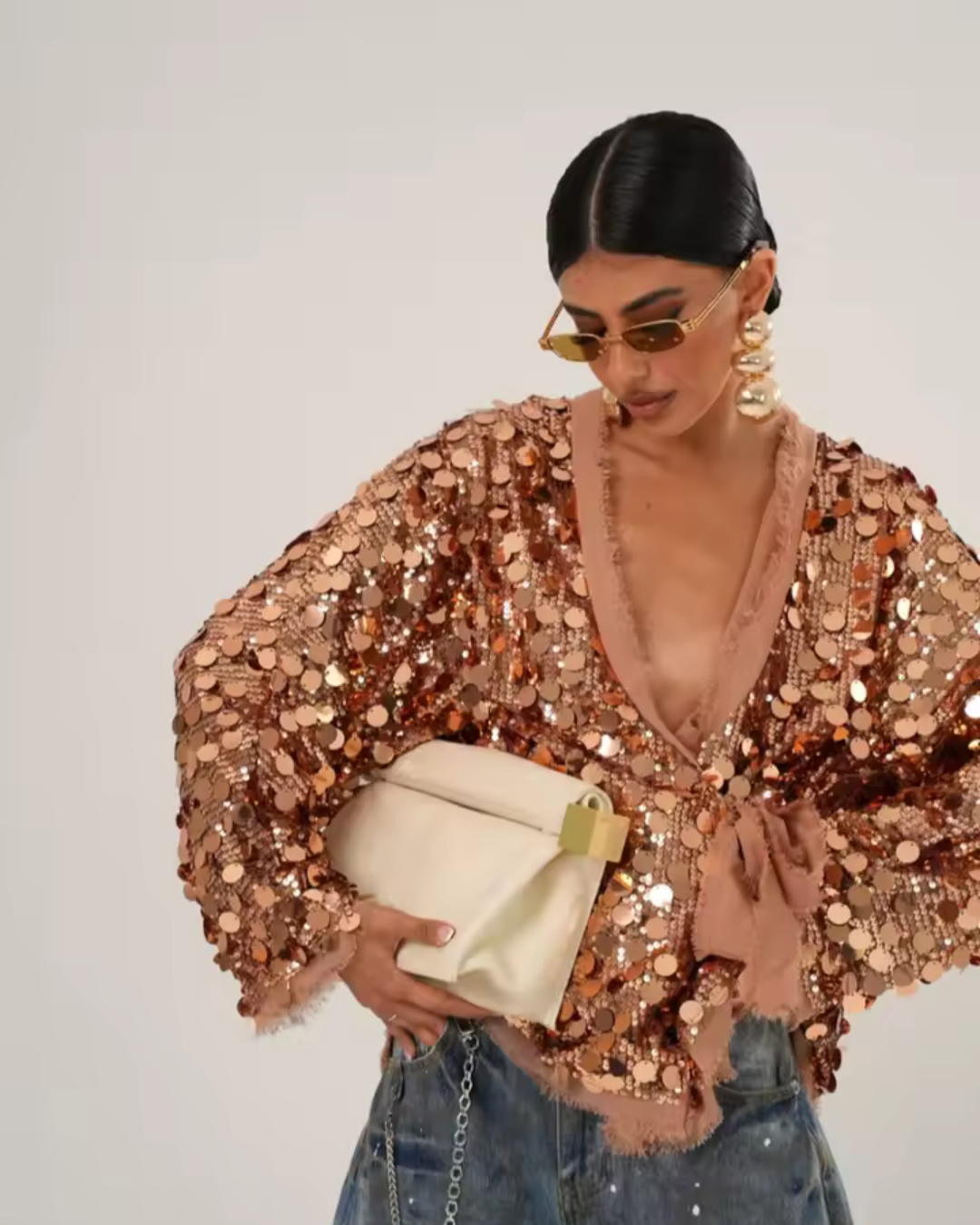 Mach & Aliza Sequin Kimono Top