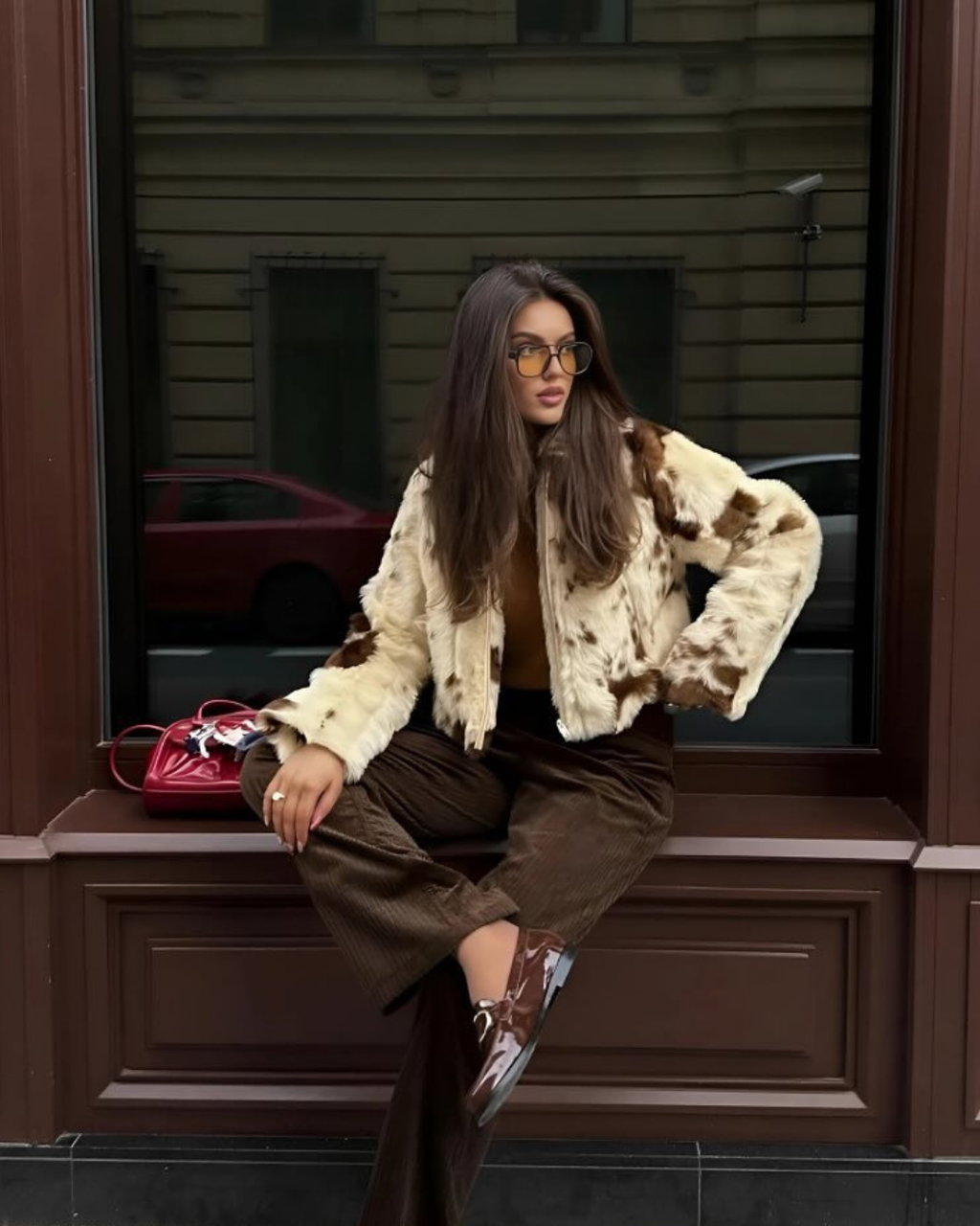 Ferryhill Cowhide Faux Fur Jacket