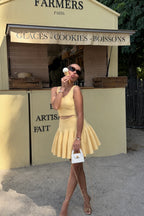 Odette Ribbed Knit Skirt Set in yellow
