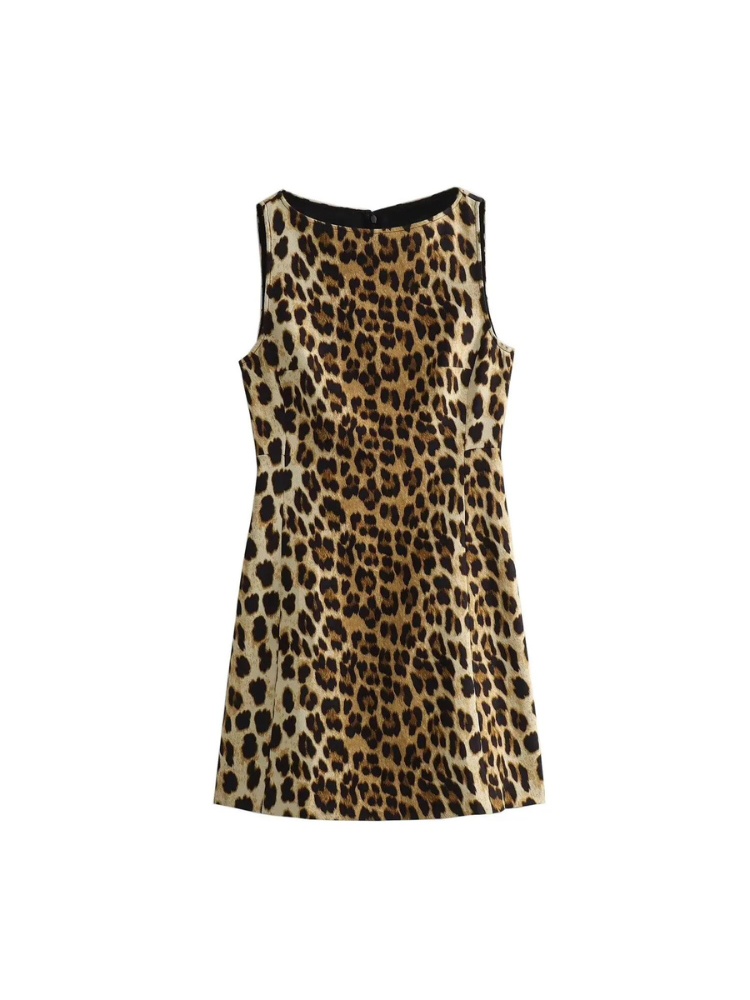 Mach & Aliza Leopard Print Mini Dress