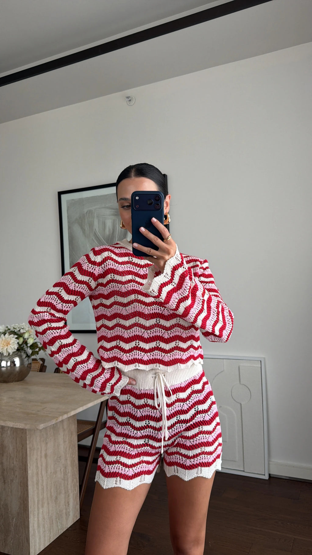 Kendall Crochet Knit Set – Red