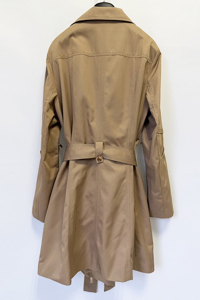 Vintage Century Belted Zip-Detail Long Trench in Khaki