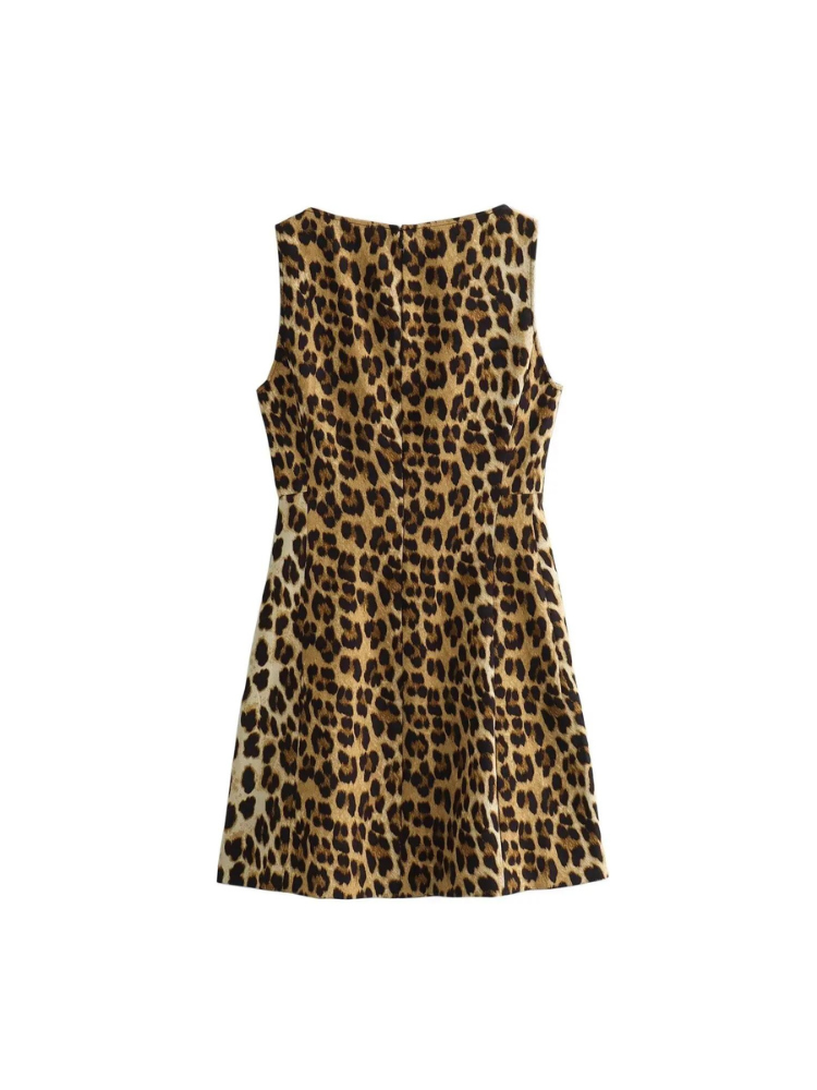 Mach & Aliza Leopard Print Mini Dress