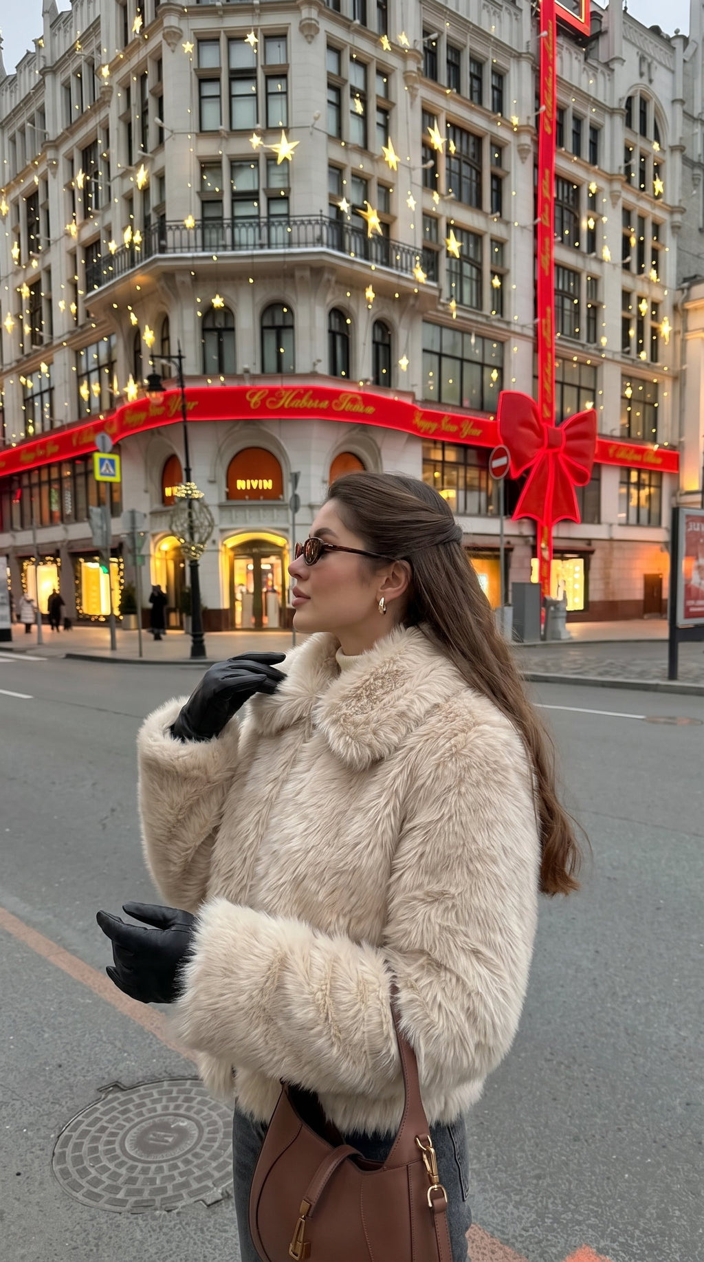 Ferryhill Faux Fur Bomber Jacket street style