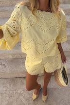 Elodie Eyelet Co-Ord Set in yellow