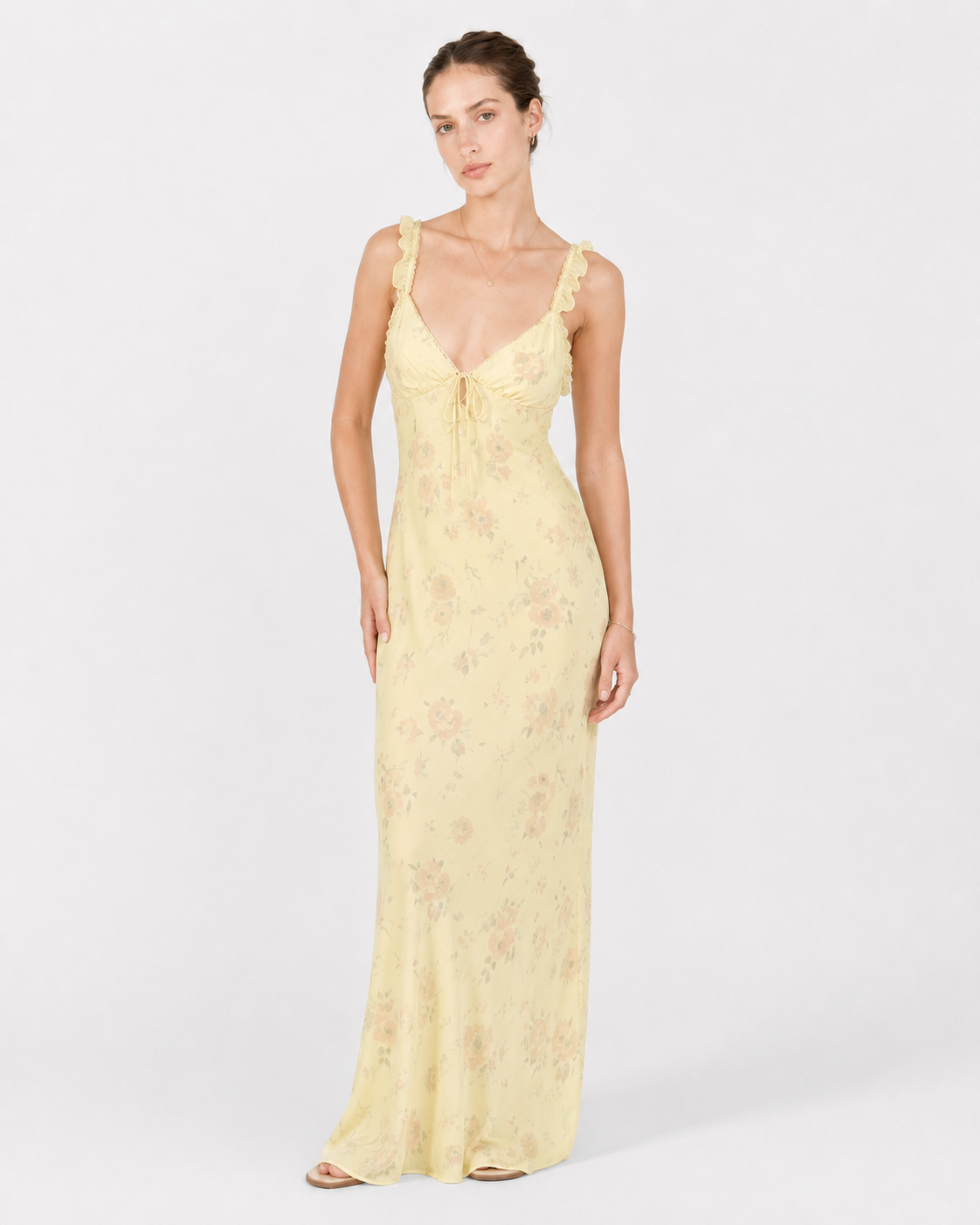 delilah floral maxi dress Delilah Maxi Dress With Train in Cream Floral