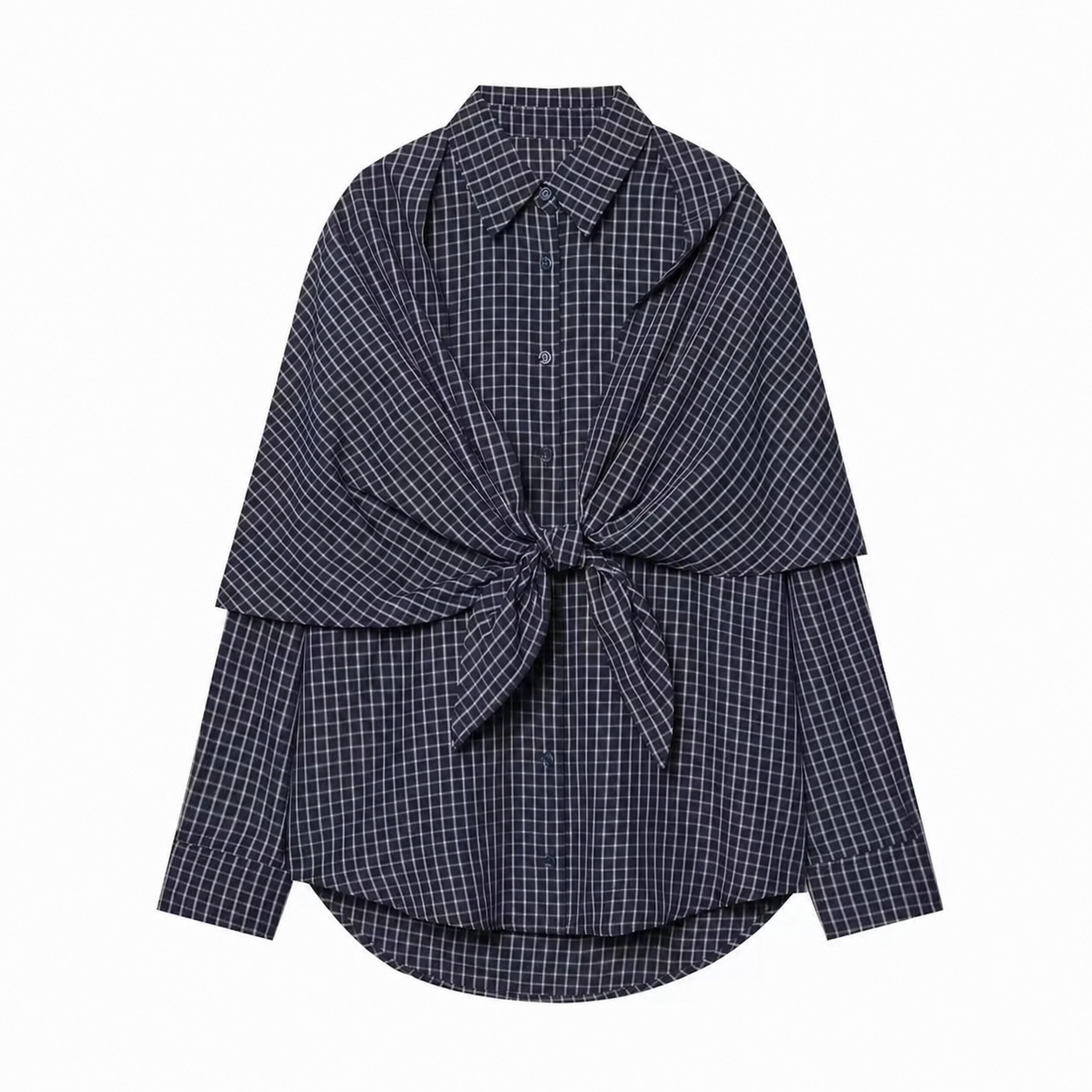 Vintage Century Plaid Scarf-Tie Shirt
