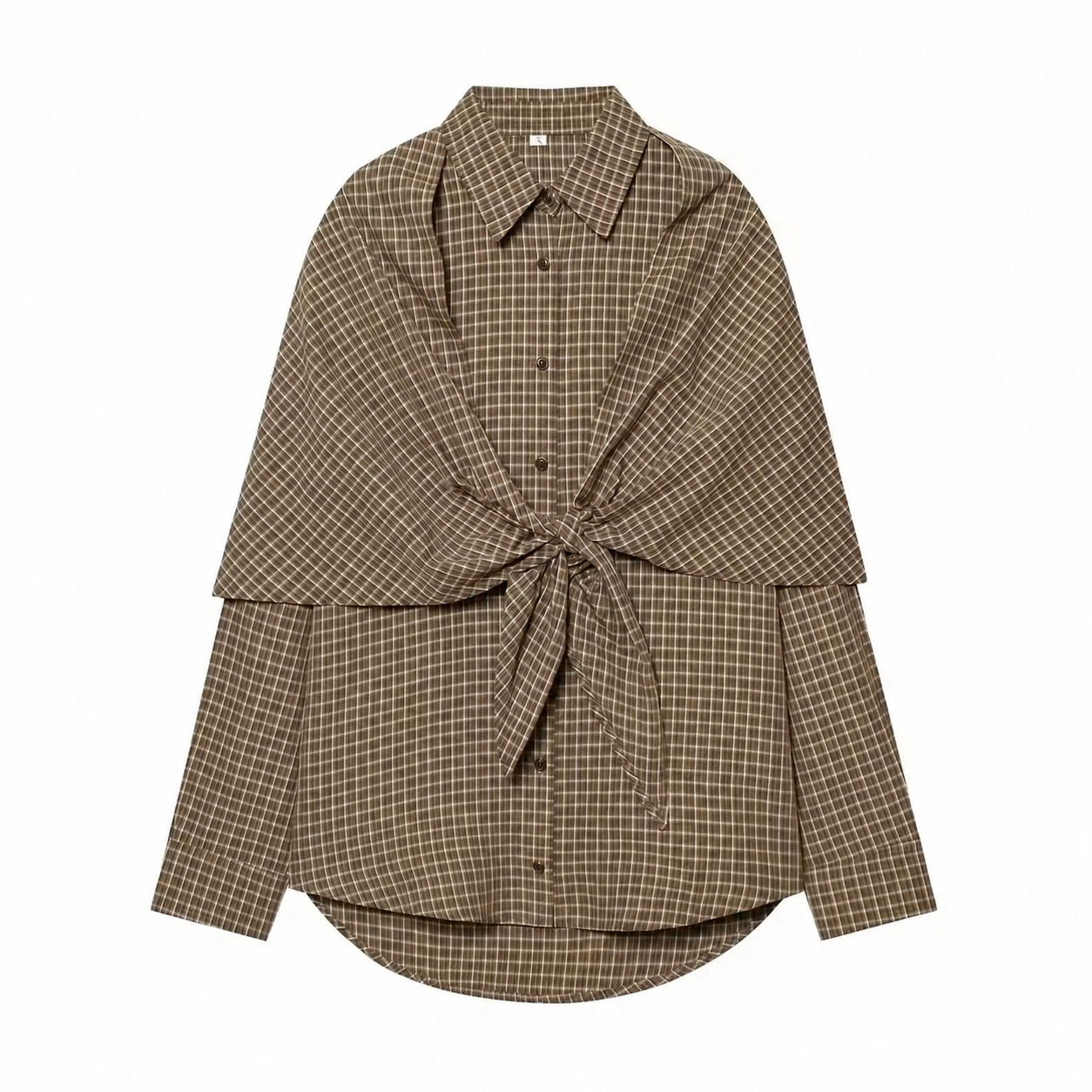 Vintage Century Plaid Scarf-Tie Shirt