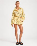 Butter Yellow Polka Dot Jacket & Bubble Shorts Set