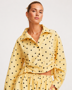 Butter Yellow Polka Dot Jacket & Bubble Shorts Set