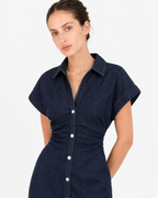 Diana Tricot Snatched Waist Denim Midi Dress