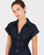 Diana Tricot Snatched Waist Denim Midi Dress